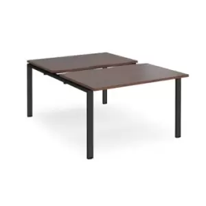 Image of Bench Desk 2 Person Rectangular Desks 1200mm With Sliding Tops Walnut Tops With Black Frames 1600mm Depth Adapt