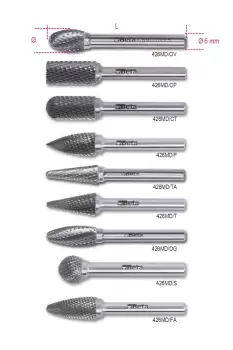 Image of Beta Tools 426 MD/T8 1x Rotary Burr (Check Image for Head Shape) 004260516
