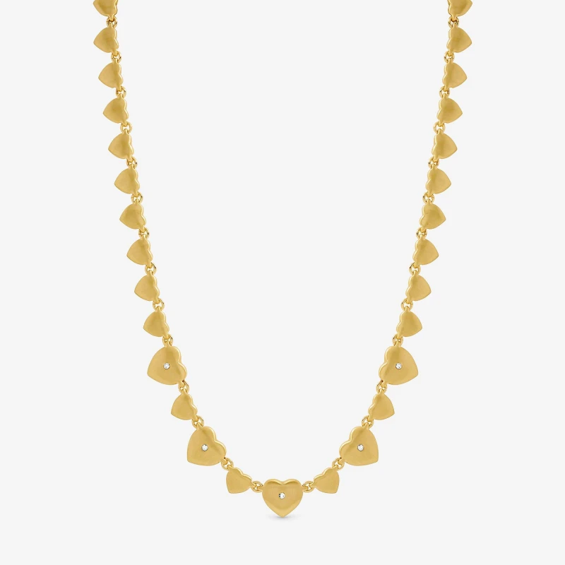 Image of Jon Richard Gold Plated Heart & Crystal Necklace - Gift Pouch Gold female One Size