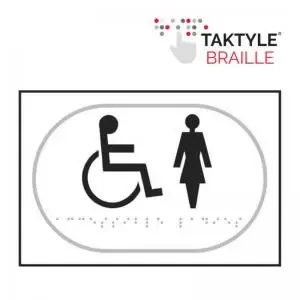 Image of Disabled Ladies Graphic’ Sign; Self Adhesive Taktyle; White