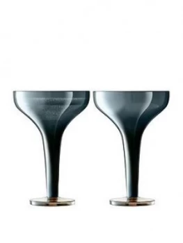 Image of Lsa International Epoque Sapphire Lustre Champagne Saucers ; Set Of 2