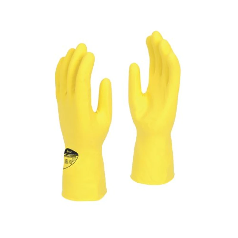 Image of Shield Latex Rubber Household Gloves 300mm Large Yellow (12 Pack) GR03/9Y12