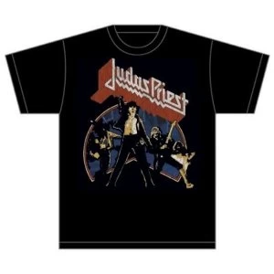 image of Judas Priest - Unleashed Version 2 Unisex Medium T-Shirt - Black