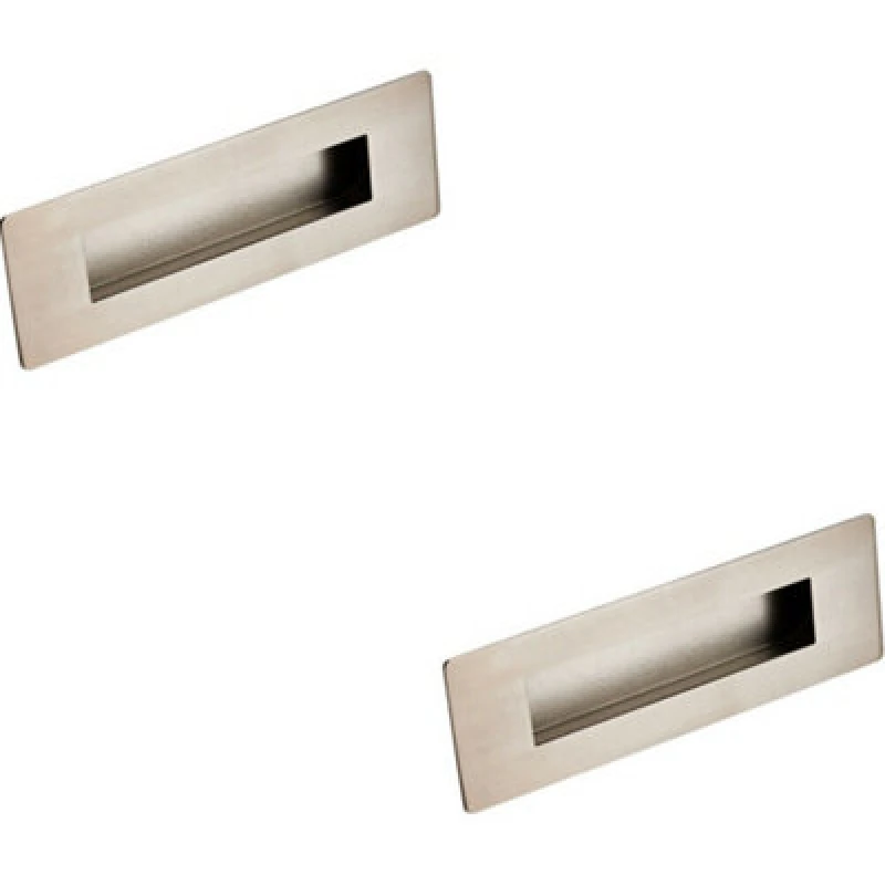 Image of Loops 2x Recessed Sliding Door Flush Pull Handle 180 x 60mm Satin Stainless Steel Metallics unisex