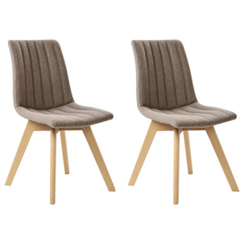 Image of Beliani Set Of 2 Dining Chairs Calgary Fabric Brown