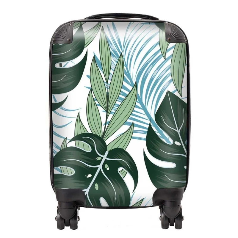 Image of Warren Reed - Designer Tropical Pattern With Bright Plants & Flowers Suitcase in Green Size: Small Green Unisex Small