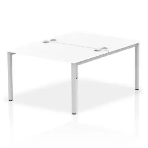 image of Impulse Bench B2B 2 Person 1200 Silver Frame Office Bench Desk White