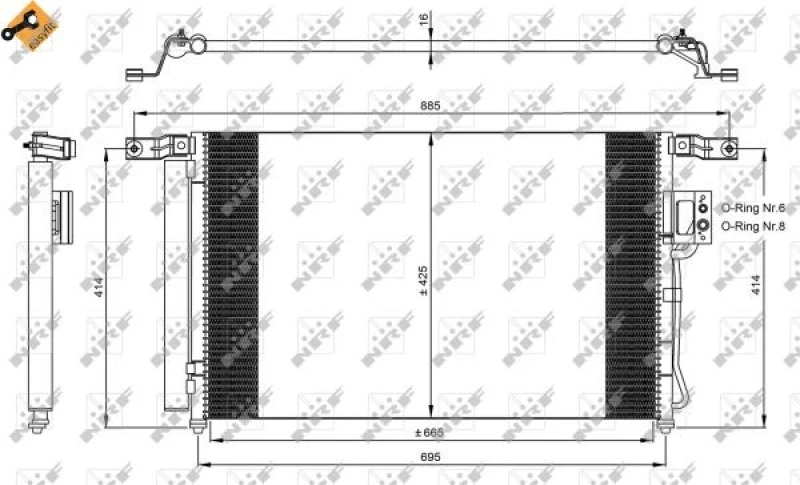 Image of NRF 35965 Condenser EASY FIT, with seal ring, with nitrogen filling Aluminium Condenser,air conditioning (448)