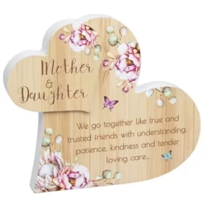 image of Vintage Floral Standing Heart Mum Daughter