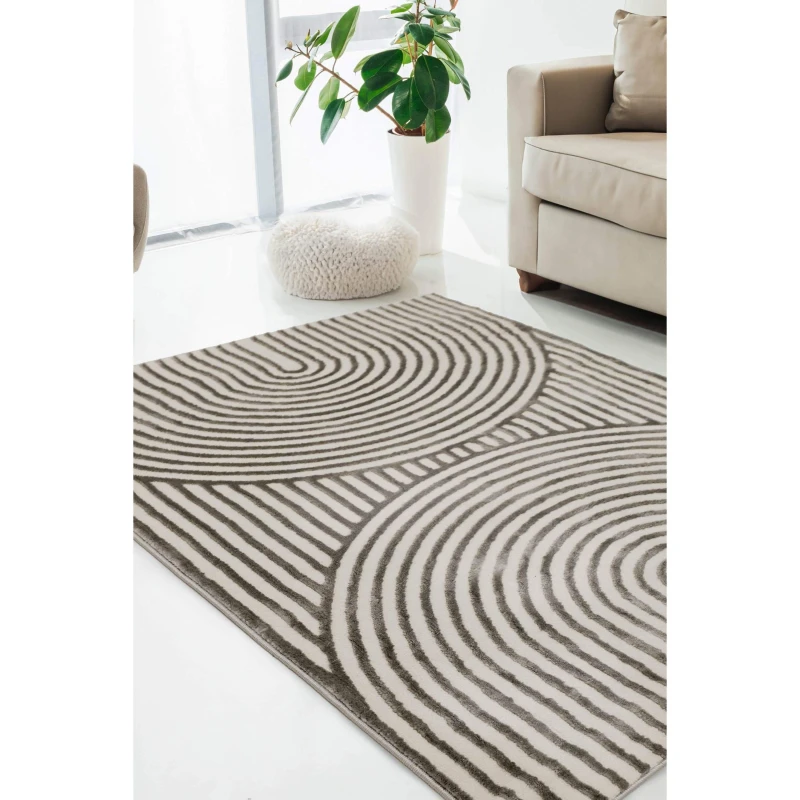 Image of Homemaker Brio Curved Textured Rug Grey 160X230 WB73902
