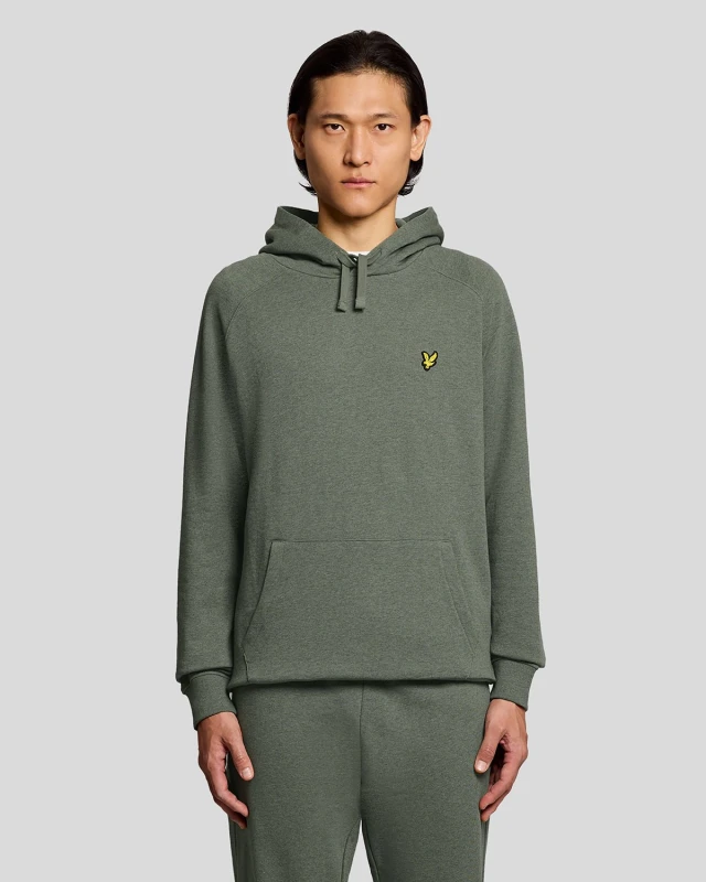 Image of Lyle & Scott Mens Cotton Marl Raglan Hoodie in Green