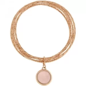 image of Ladies Bronzallure 18ct Gold Plated Bronze Rose Quartz Bracelet