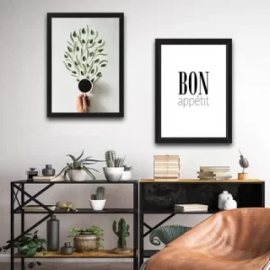 Image of Bon Appetit Set Multicolor Decorative Framed Painting (2 Pieces)