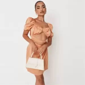 Image of Missguided Petite Ss Puff Slv Co Mini Dress - Orange