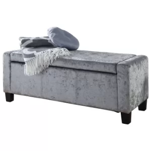 image of Verona Crushed Velvet Ottoman Grey