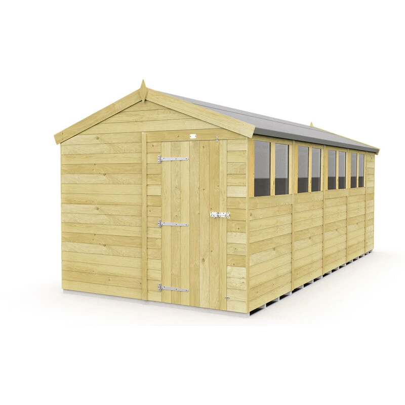 Image of Flat Pack Sheds DIY Sheds 8 x 18 Apex Shed, Brown 8X18AFF