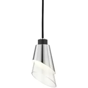 Image of Angie 1 Light Pendant Polished Nickel, Glass
