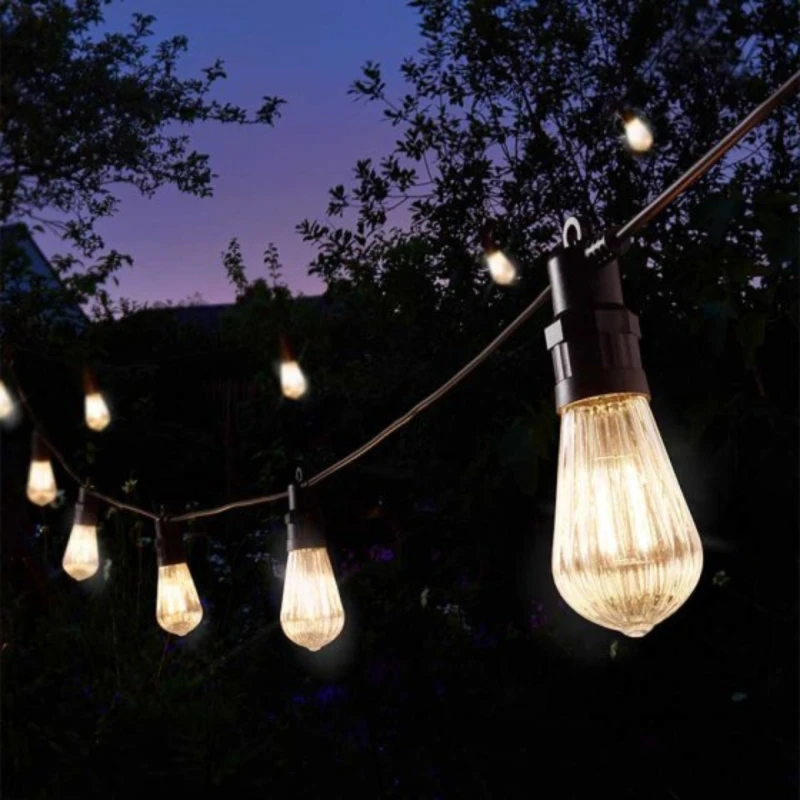 Image of 9.5m Set of 20 Connectable Fluted Festoon String Lights with Warm White LEDs