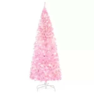 image of Christmas Tree Slim Pink 5' with 250 Warm White LED Lights - HOMCOM TJ Hughes