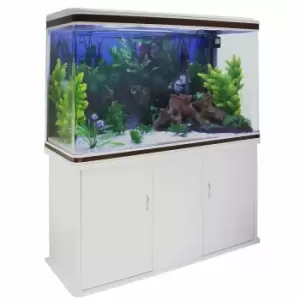 image of Monster Shop Aquarium Fish Tank and Cabinet With Complete Starter Kit - White Tank and White Gravel