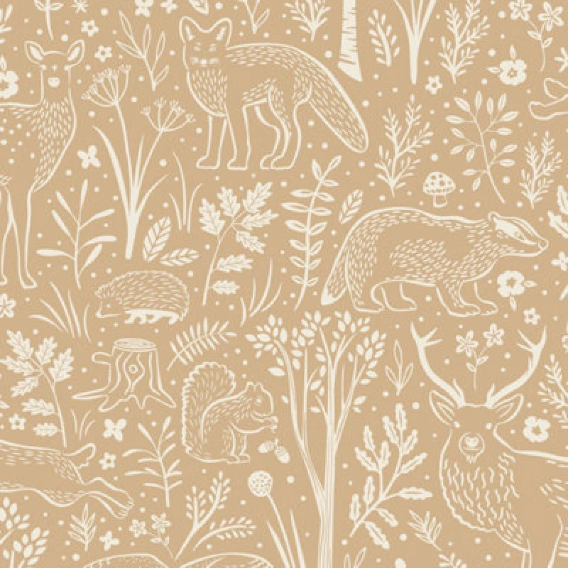 Image of Grandeco Native Woodland Animals Nursery Textured Wallpaper, Terracotta