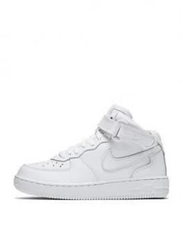 Image of Nike Force 1 Mid Childrens Trainers - White/White, Size 11