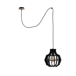 image of Bento Wire Frame Pendant Ceiling Light Black, 28cm, 1x E27, 200cm wire