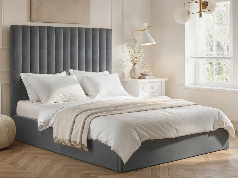 Image of Flair Everley Fabric Ottoman Bed in Grey Size: Double Grey Unisex Double