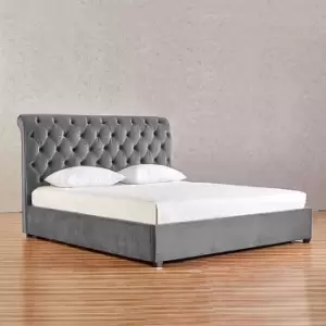 Image of Kelist Bed Double Plush Velvet Grey