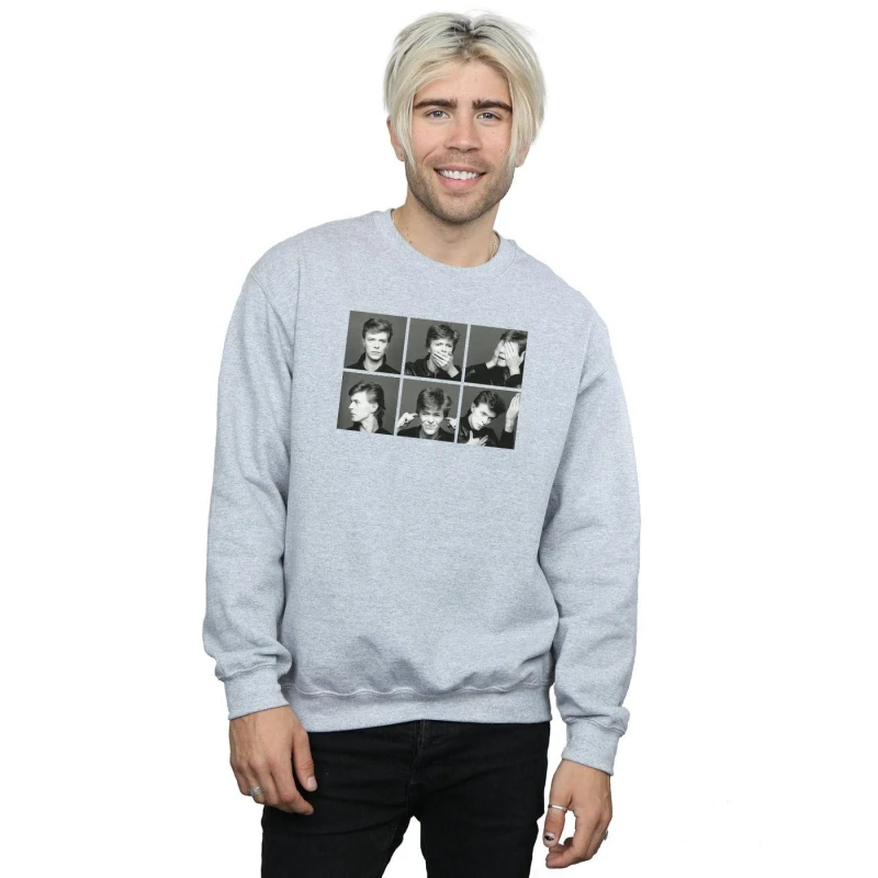 Image of David Bowie David Bowie Men Photo Collage Sweatshirt in Grey Size: Small Grey S Male 5057981575664