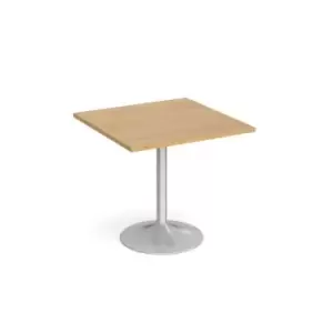 Image of Genoa square dining table with silver trumpet base 800mm - oak
