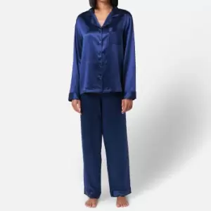 image of Freya Silk Pyjamas - Midnight Blue - M