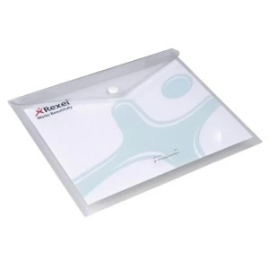 Image of Rexel Ice A5 Popper Wallet Landscape Clear - 1 x Pack of 5 Wallets