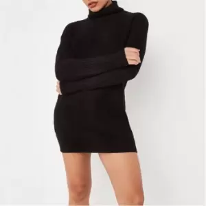 Missguided Recycled Roll Neck Basic Dress - Black