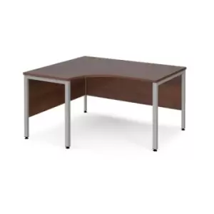 image of Office Desk Left Hand Corner Desk 1400mm Walnut Top With Silver Frame 1200mm Depth Maestro 25 MB14ELSW