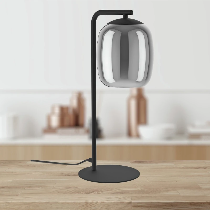 Image of Eglo Ciampino Black Steel & Glass Modern LED Table Lamp, Black 901724