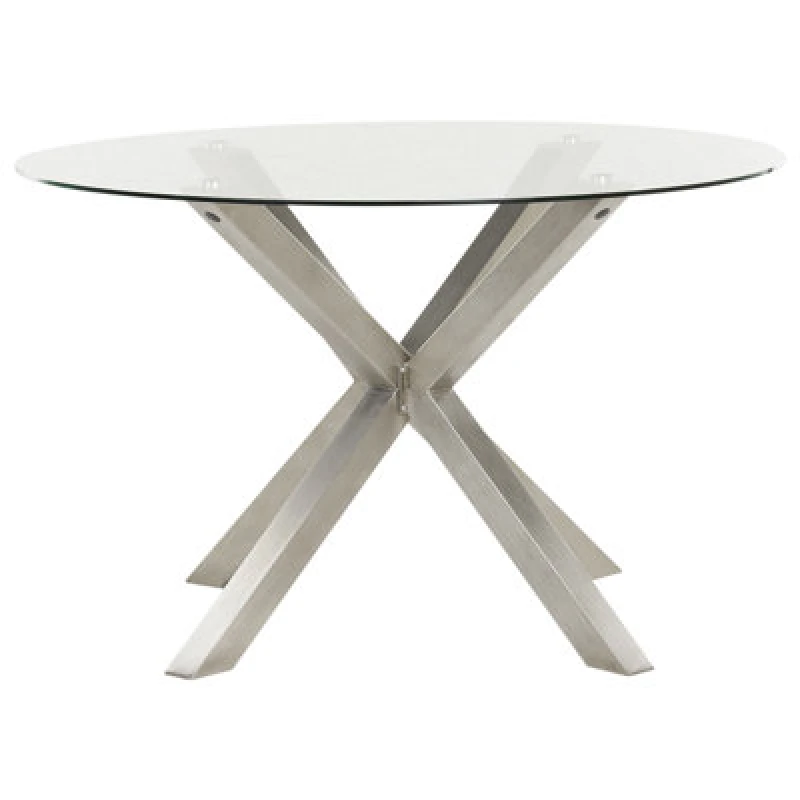 Image of Beliani Garden Dining Table Maletto 120 Cm 120 Cm Glass Silver
