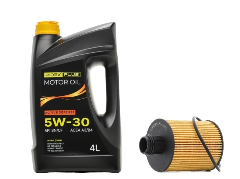 Image of RIDEX PLUS 100908O0038P Oil change kit (oil filter + engine oil) Oil change kit (oil filter + engine oil) (100908)