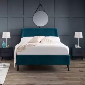 Image of Julian Bowen Frida Curved Velvet Double Bed 135Cm Teal