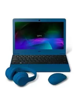 image of Geo Geobook 110 11.6" Laptop - Intel Celeron, 4GB RAM 64GB Storage With Mouse, Headset, Sleeve & Microsoft 365 Personal Included (1 Year) - Blue