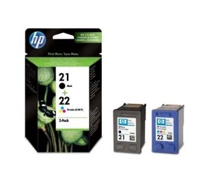 Image of HP 21 Black and 22 Tri Colour Ink Cartridge