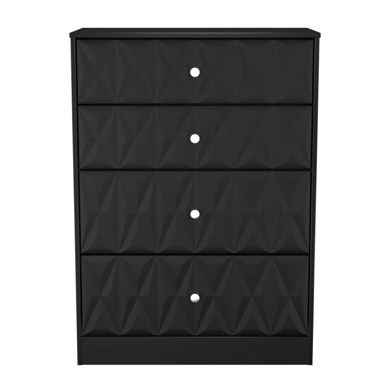 Image of Genoa Ready Assembled Matt Black 4 Drawer Deep Chest (H)1063mm (W)766mm (D)395mm
