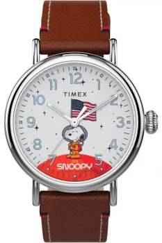 image of Timex X Space Snoopy - Standard 40Mm Leather Strap Watch