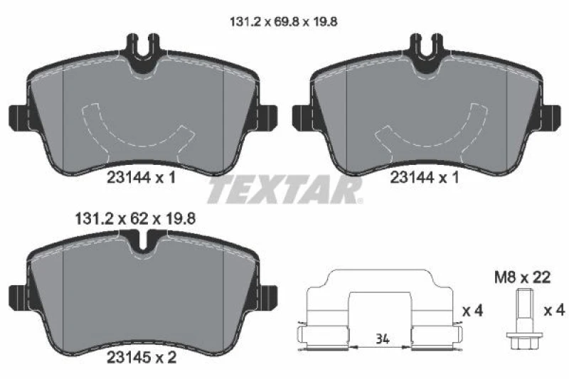Image of Brake pad set TEXTAR 2314402