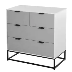 image of Homcom Modern Chest Of 4 Drawers Dresser For White Grey And Black