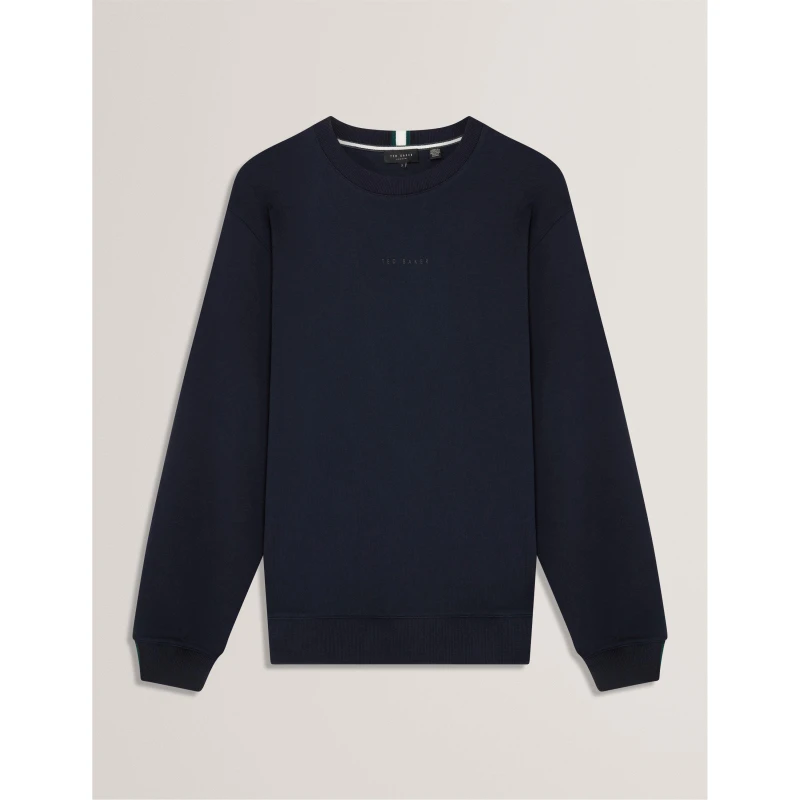 Image of Ted Baker Mens Long-Sleeve Crew Tracksuit Top Navy male XS (1)