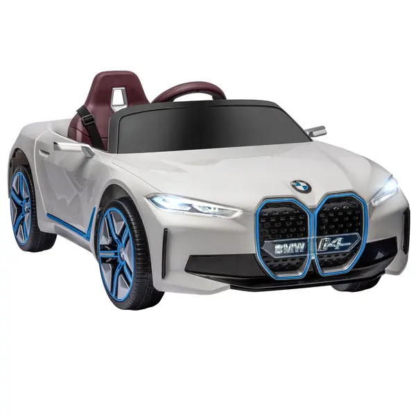 Image of HOMCOM BMW i4 Licensed 12V Kids Electric Ride on Car w/ Remote Control, Powered Electric Car w/ Portable Battery, Music, for Kids Aged 3-6, White