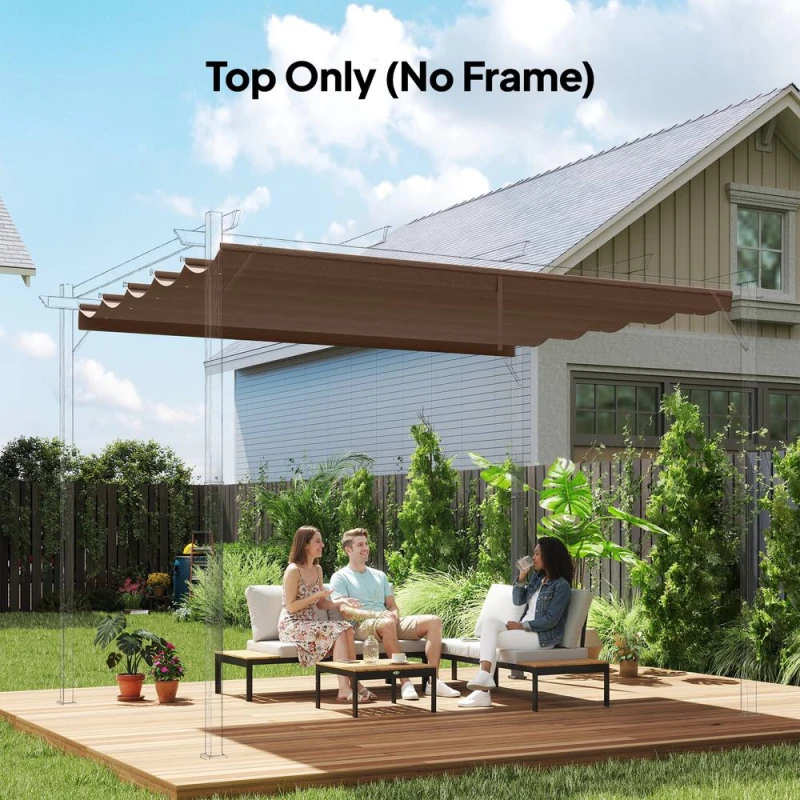 Image of OUTSUNNY 3.5x2.6 m Pergola Cover Replacement for 4x3 m Frame, Brown Brown Unisex