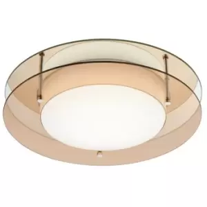 Image of Flush Ceiling, 1 x 18W LED, 3000K, 1620lm, IP44, Amber, Mirror - Luminosa Lighting