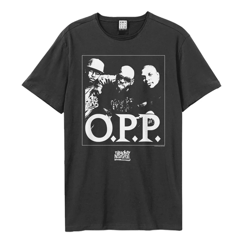 Image of Amplified Amplified Men Hip Hop Hooray Naughty By Nature T-Shirt in Charcoal Size: X-Small Charcoal XS Male 5063750771304